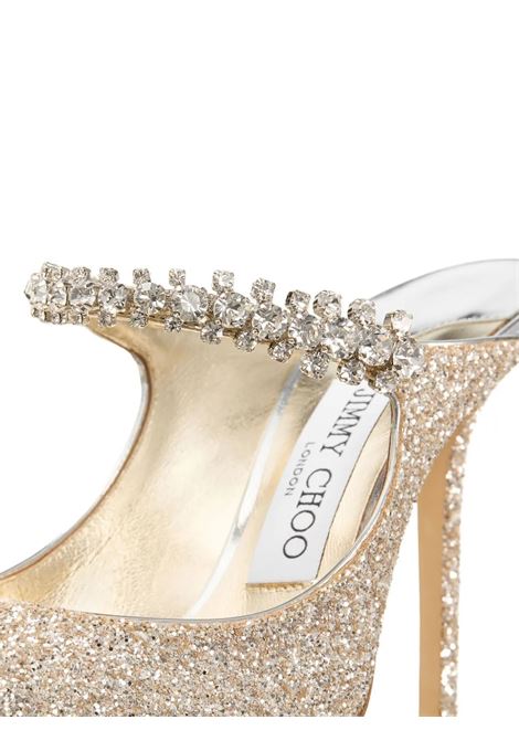 Bing Mules in Sand Glittered Fabric JIMMY CHOO | BING 100 PZFSAND